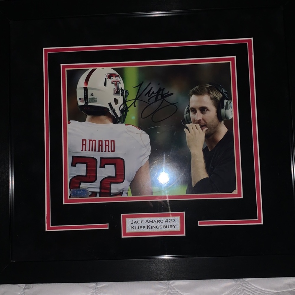 Jace Amaro and Kliff Kingsbury signed photo